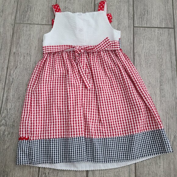 Emily Rose patriotic dress red gingham butterfly with bow girls size 5 - Picture 11 of 11